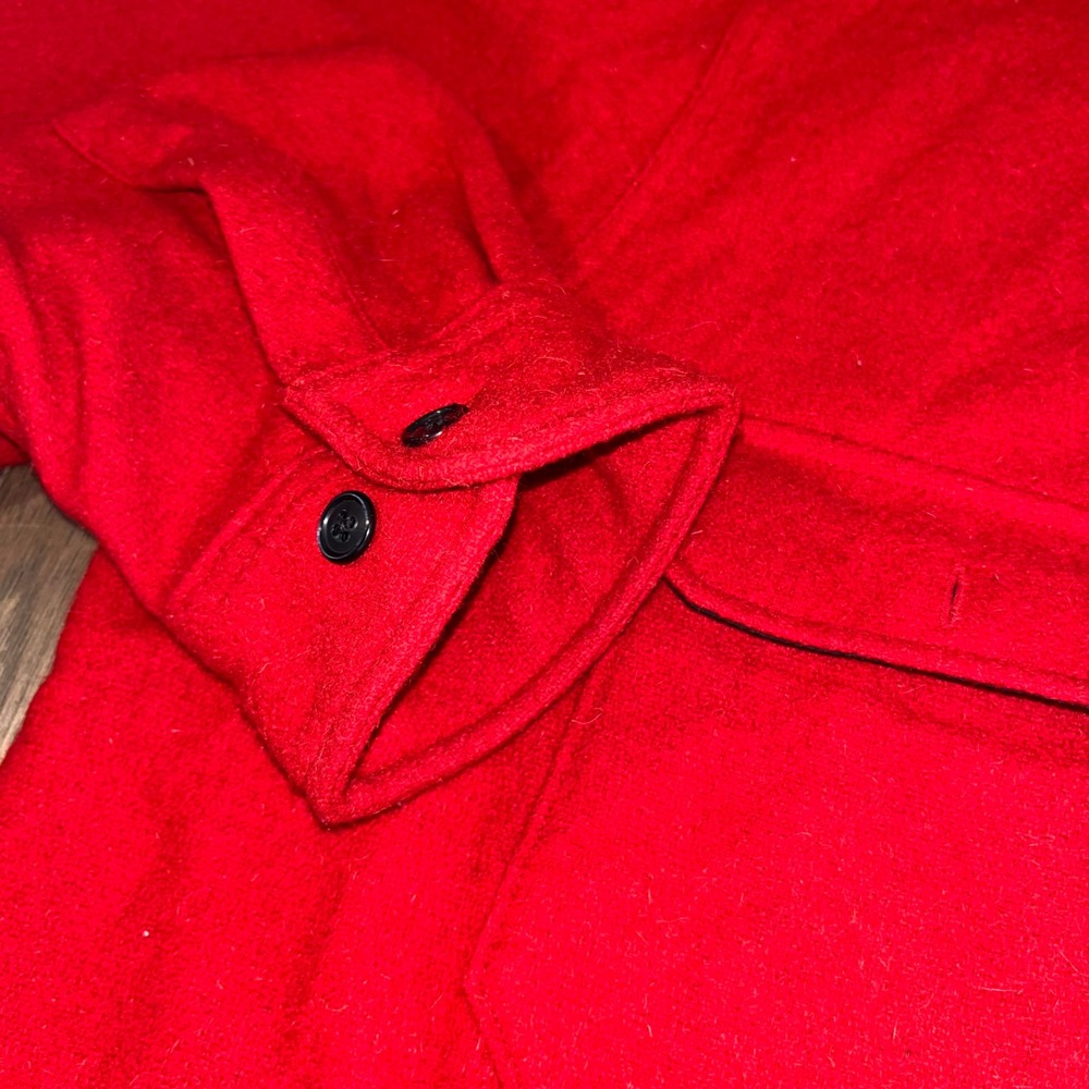 Woolrich Vtg 90s Red Wool Alaska Shirt Jac Jacket XL Heavy CPO Americana NWOT - Picture 10 of 14